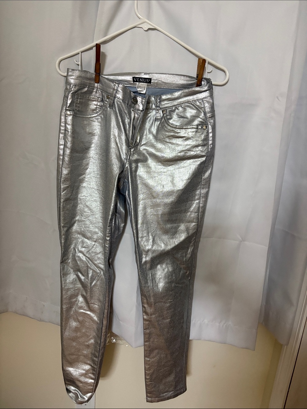 VENUS Metallic Silver Skinny Jeans